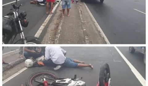 Colisão entre moto e carro deixa vítima lesionada na zona Leste