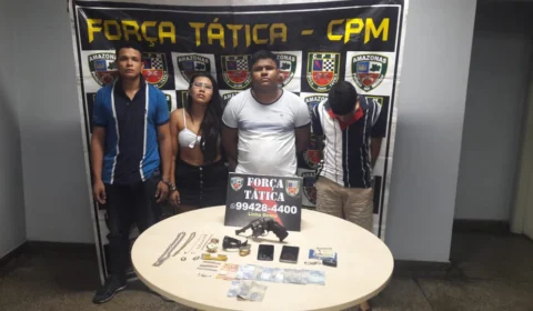 Quarteto é preso com drogas e arma na Zona Oeste