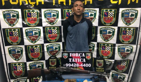 Rifle, revólveres e drogas são apreendidas com traficante no bairro Cidade Nova