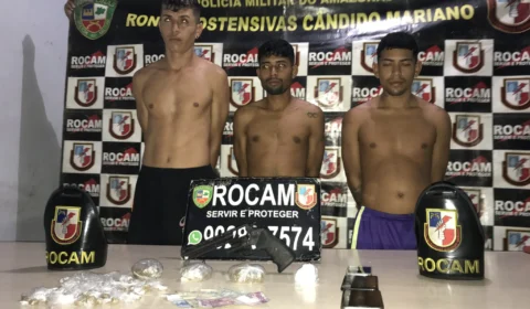 Trio é preso com arma e drogas no residencial Manauara 1 após ameaçarem moradores