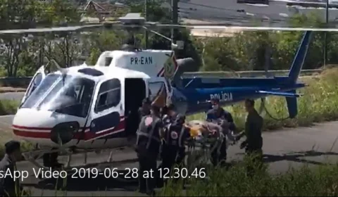 VÍDEO: veja momento em que o helicóptero da PM chega para socorrer policial ferido em grave acidente