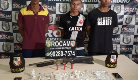 Trio de traficantes é preso fortemente armado no bairro Nova Cidade