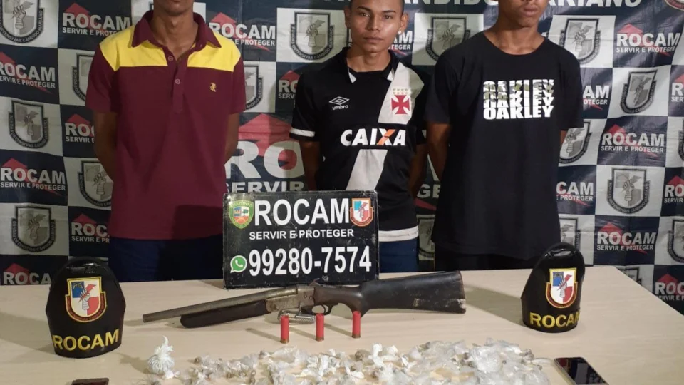 Trio de traficantes é preso fortemente armado no bairro Nova Cidade