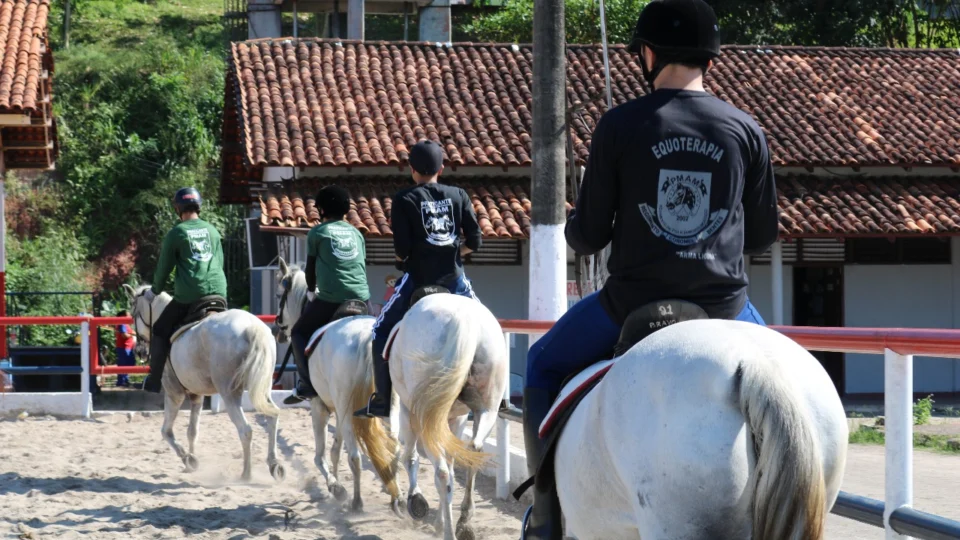 Terapia com cavalos da PM beneficia crianças com deficiência em Manaus