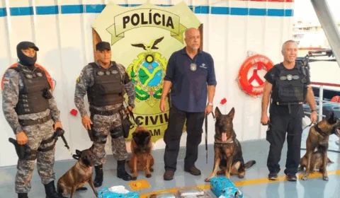 Drogas apreendidas em operação com a participação do Canil da PM