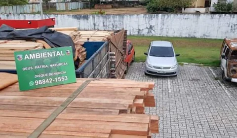 Batalhão Ambiental apreende três caminhões com madeira ilegal