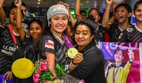 Após ouro no Parapan-Americano, do Peru, atleta amazonense é recebida com muita alegria em aeroporto