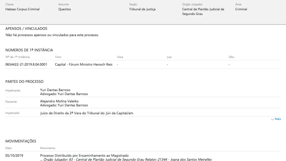 URGENTE | Advogado de defesa de Alejandro Valeiko entra com pedido de Habeas Corpus na Justiça