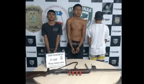 Adolescente é apreendido e dupla é presa com espingarda e munições no bairro Raiz