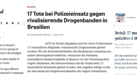 Imprensa internacional noticia ação de polícia que resultou em 17 mortes