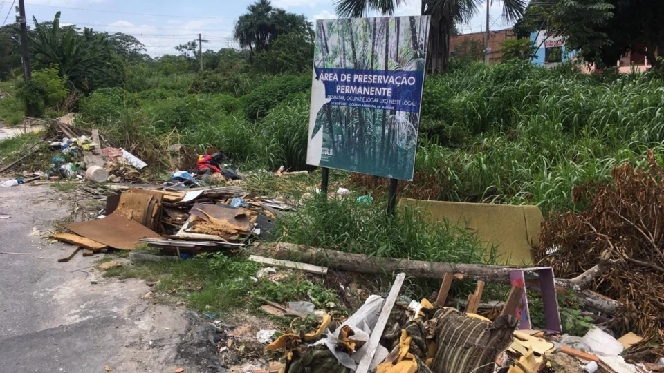 Área verde de Preservação Permanente é tomada por lixo