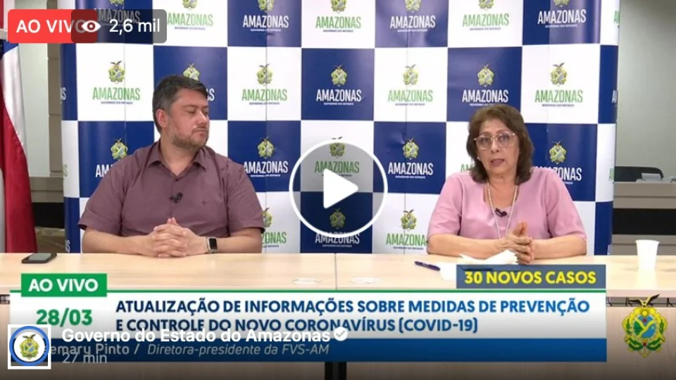 Amazonas registra 30 novos casos de Covid-19 e ultrapassa marca de 100 casos confirmados da doença