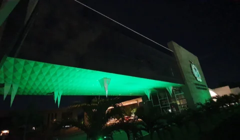 Em homenagem aos profissionais de saúde, TCE- AM ilumina a fachada da sede com luzes verdes
