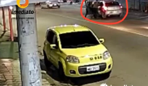 Veja vídeo em que motorista de aplicativo é levado por assaltantes, nesta quinta (9)