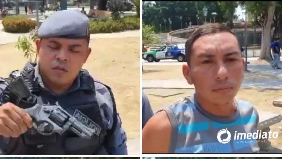 Vídeo mostra traficante sendo preso no centro de Manaus com drogas e arma