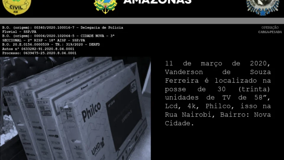 Veja a prisão do homem que furtou carga de TVs de empresa do Polo Industrial de Manaus