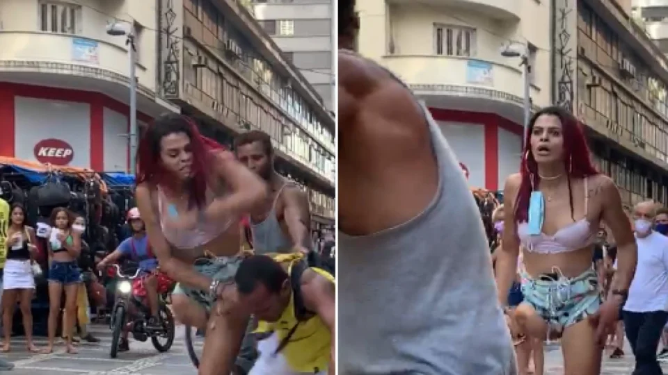 Homem apanha de travesti ao chamá-la de ‘saci’. Veja vídeo!