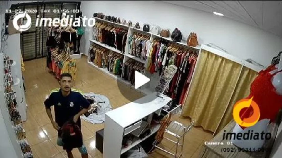 Câmeras de segurança flagram homem furtando loja de roupas no Castanheira – O prejuízo chega a R$ 12 mil; Veja vídeos