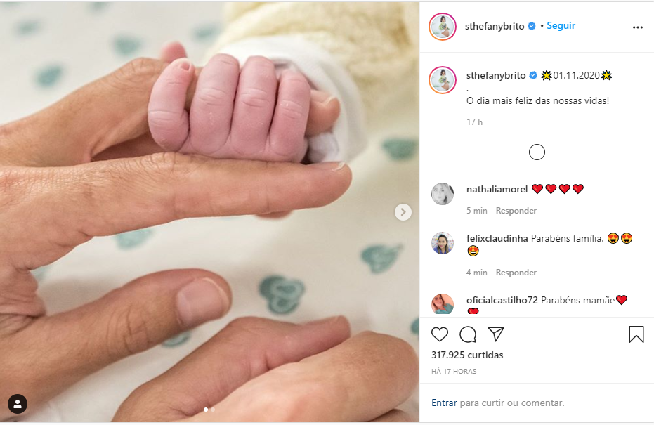 Sthefany Brito dá à luz seu primeiro filho e posta foto em redes sociais