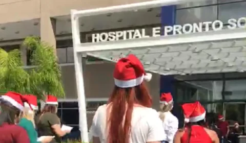 VEJA VIDEO!Coral canta para pacientes de Covid-19 na porta do Hospital Delphina Aziz