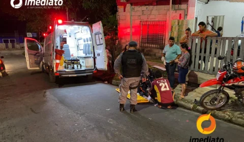 Motoqueiro fica ferido durante grave acidente no Jorge Teixeira