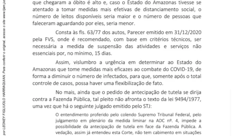 Justiça obriga Governo do Amazonas a fechar comércio não essencial por 15 dias em Manaus