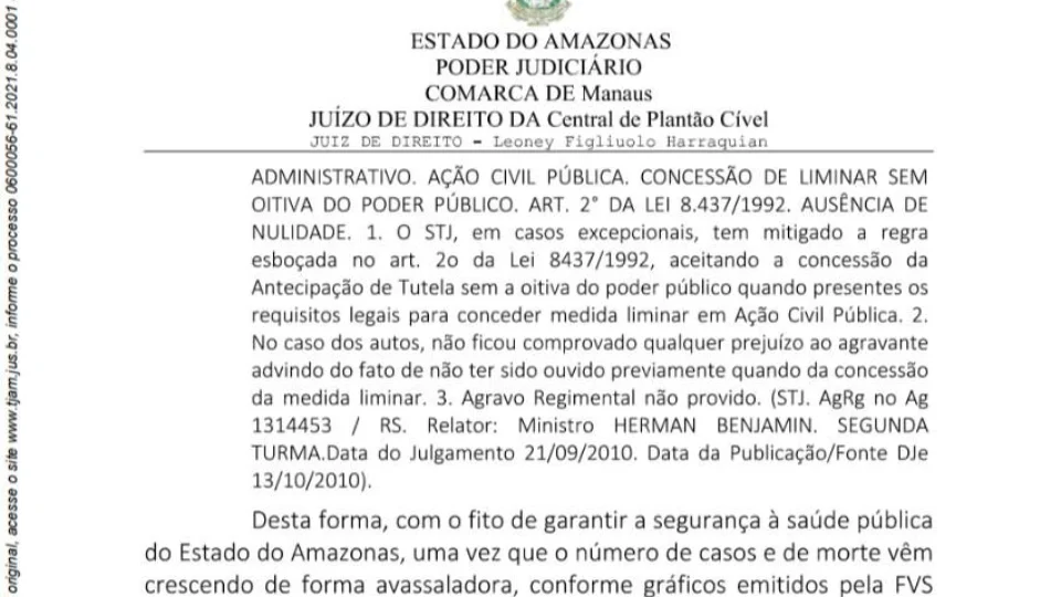 Justiça suspende atividades de serviços não essenciais por 15 dias no AM
