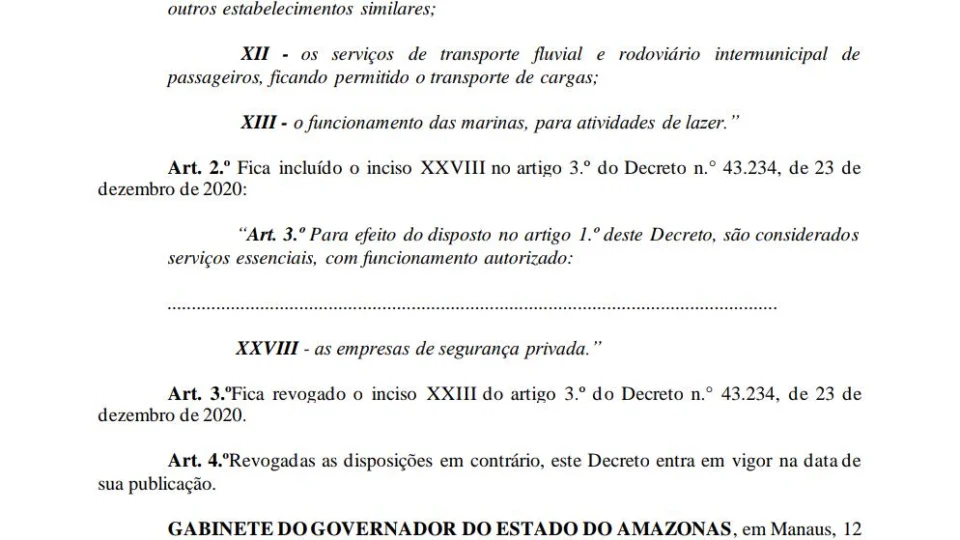 Governo publica decreto e entre alterações, fica suspenso serviços de transporte fluvial e rodoviário de passageiros