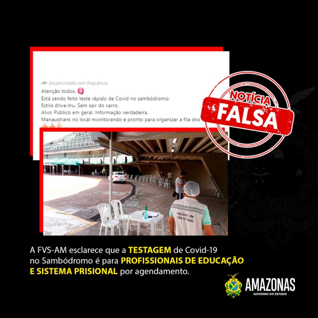 Governo reforça que teste rápido em sambódromo para público geral é Fake News
