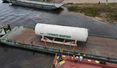 Chega a Manaus tanque criogênico com capacidade para armazenar 90 mil m³ de oxigênio medicinal