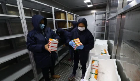 Mais de 96 mil doses de vacina recebidas neste domingo já começam a ser distribuidas nesta segunda (08)