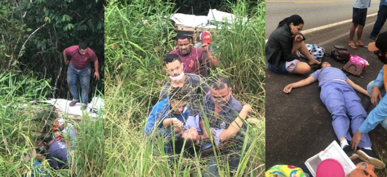 Acidente deixa 4 vítimas feridas após motorista desviar de buracos na BR-319.