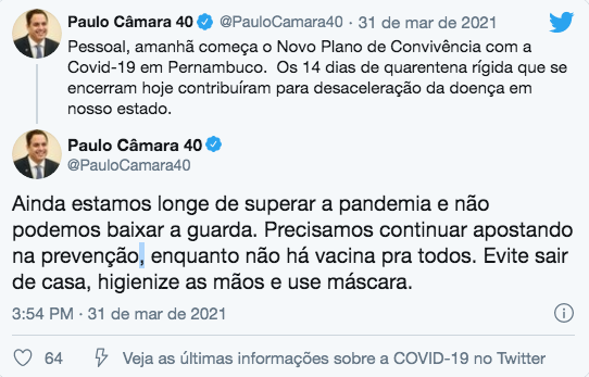 Governo de Pernambuco autoriza retomada gradual das aulas presenciais.