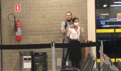 Após fazer mulher de refém em aeroporto, homem é preso; Veja vídeos do momento da ação