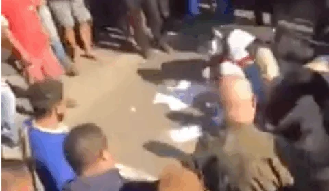 Veja vídeo;PM acaba ferido em briga generalizada após abordagem de trânsito