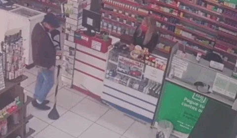 Vídeo mostra momento em que empresário atira contra a ex-namorada em drogaria