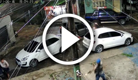 VEJA VÍDEO – Câmera flagra exato momento da execução de rapaz no bairro Praça 14 de Janeiro