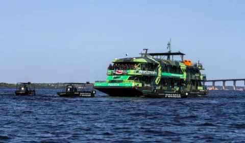 Mais de 500 metros cúbicos de madeira ilegal são apreendidos pelos policiais da Base Fluvial Arpão
