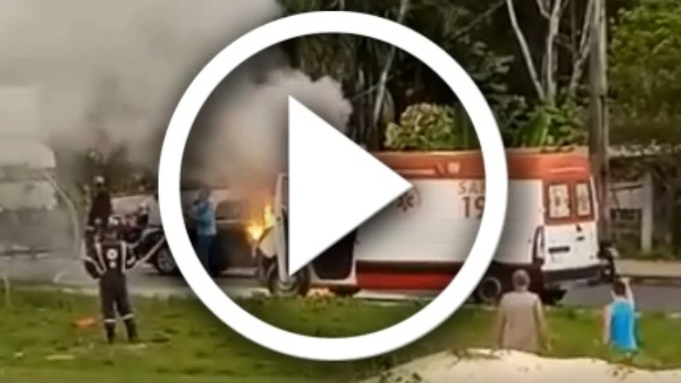Ambulância sofre princípio de incêndio na Avenida das Torres – VEJA VÍDEO