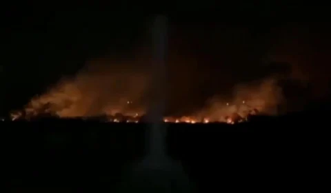 Incêndio de grandes proporções atinge área de mata próxima à Manaus