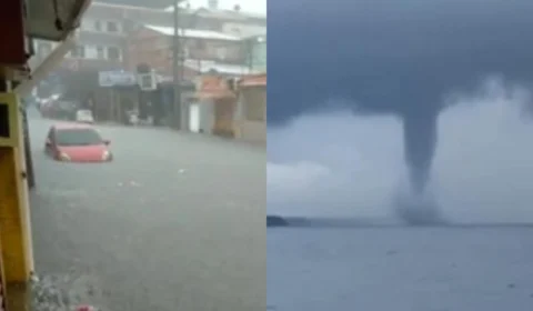 Vídeo; Tromba d’água é registrada por moradores em Manaus; Ruas ficaram alagadas