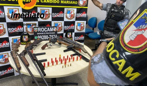 10 armas são apreendidas pela rocam no Zumbi, entre elas uma de fabricação Russa