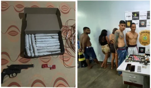 Cinco são presos fazendo a festa com armas, drogas e 10 bananas de Dinamite no bairro da União; VÍDEO