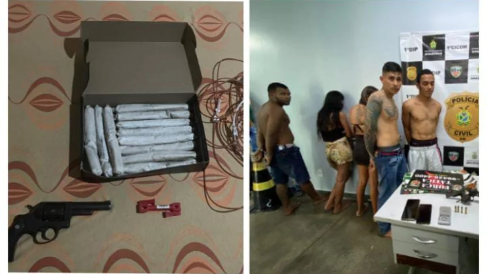 Cinco são presos fazendo a festa com armas, drogas e 10 bananas de Dinamite no bairro da União; VÍDEO