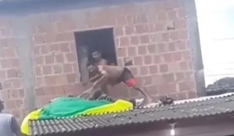 Paraquedista cai em telhado de casa no bairro da União; Veja o vídeo