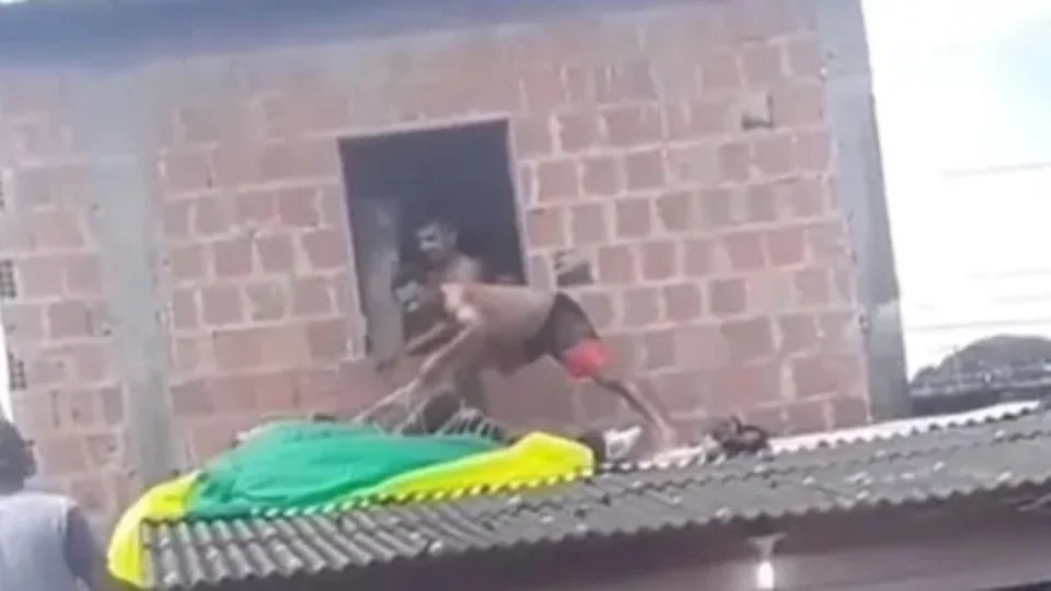 Paraquedista cai em telhado de casa no bairro da União; Veja o vídeo