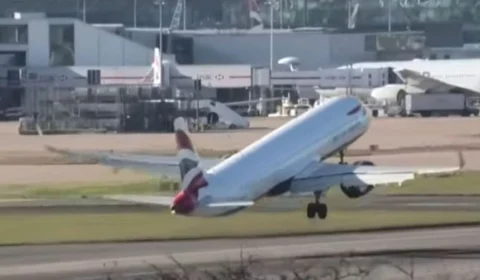 Avião arremete por fortes ventos no aeroporto de Londres; Veja VÍDEO