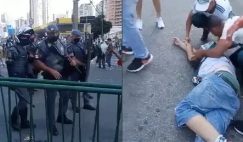 Veja vídeo! torcedor do Palmeiras é baleado e cai ao lado de PMs