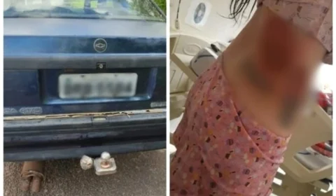 Homem arrasta namorada amarrada em engate de carro; Imagens