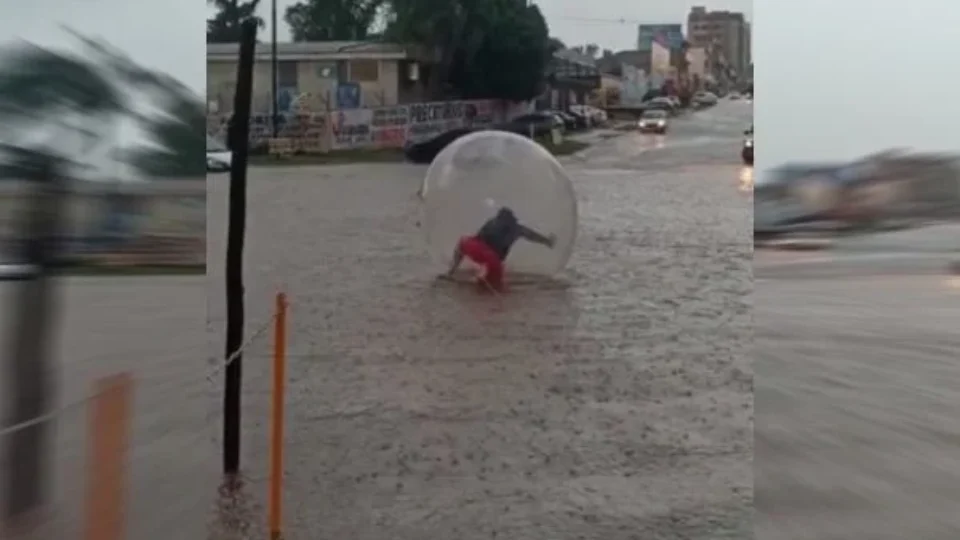 Veja vídeo: homem viraliza ao aparecer dentro de bolha aquática